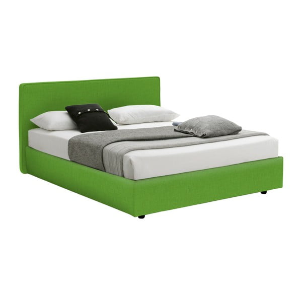 Zelená dvojlôžková posteľ s úložným priestorom a matracom 13Casa Ninfea, 160 x 190 CM