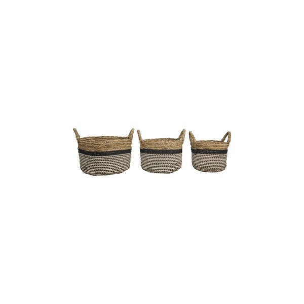 Súprava 3 úložných košíkov HSM collection Raffia Natural Gris-image-4