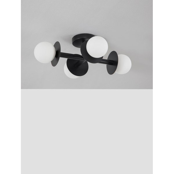 Biele/čierne kovové stropné svietidlo so skleneným tienidlom 37x51 cm Pielo – Nova Luce-image-2