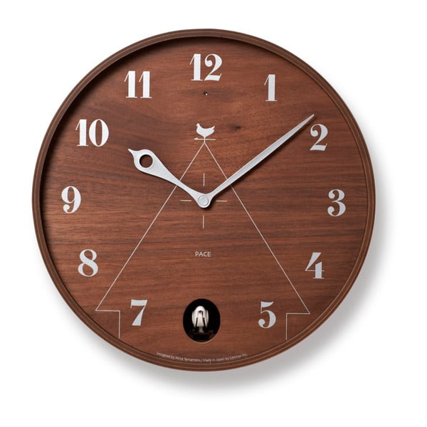 Tmavohnedé kukučkové hodiny Lemnos Clock Pace, ⌀ 30,5 cm
