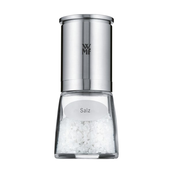 Elektrický mlynček na soľ z antikoro ocele WMF Cromargan® Delu×e, výška 14 cm