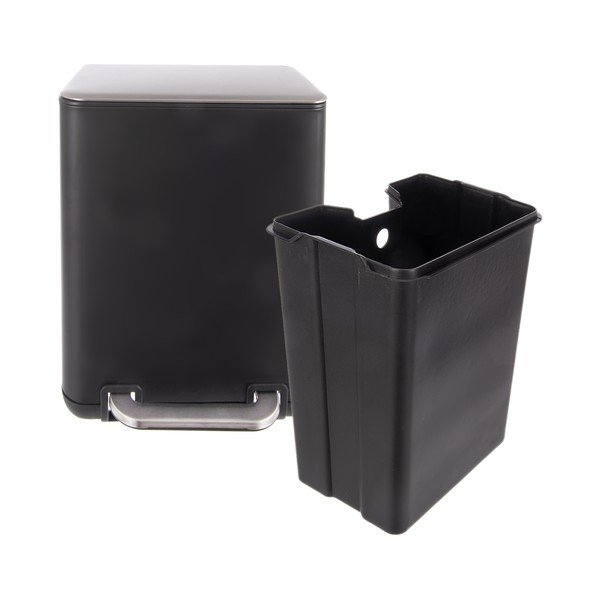 Čierny pedálový odpadkový kôš z nehrdzavejúcej ocele 6 l Black – Orion-image-4