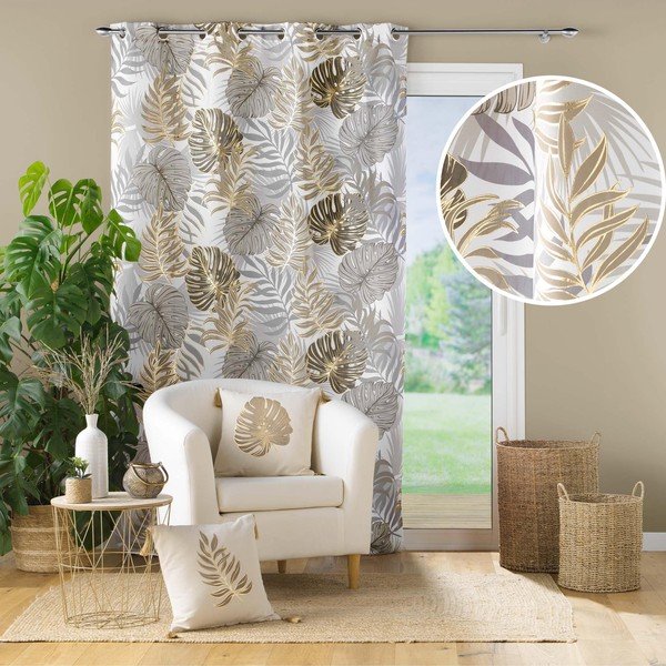 Sivý/v zlatej farbe záves 140x260 cm Mogador – douceur d'intérieur-image-4