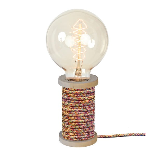 Drevená stolová lampa s farebným sieťovým káblom Opjet Paris Bobino