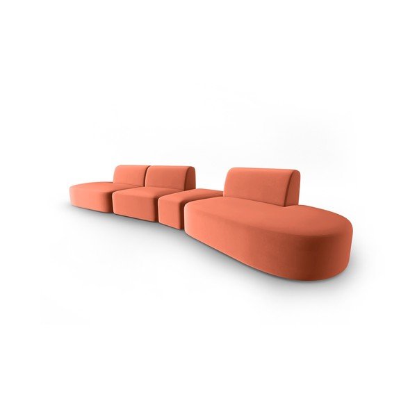 Ružová zamatová pohovka pravý roh 428 cm Paolo – Milo Casa-image-2