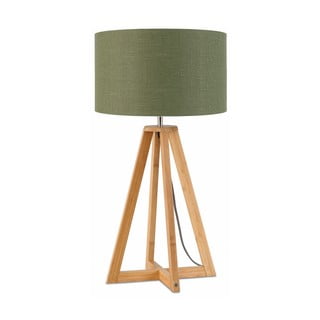 Stolová lampa so zeleným tienidlom a konštrukciou z bambusu Good&Mojo Everest