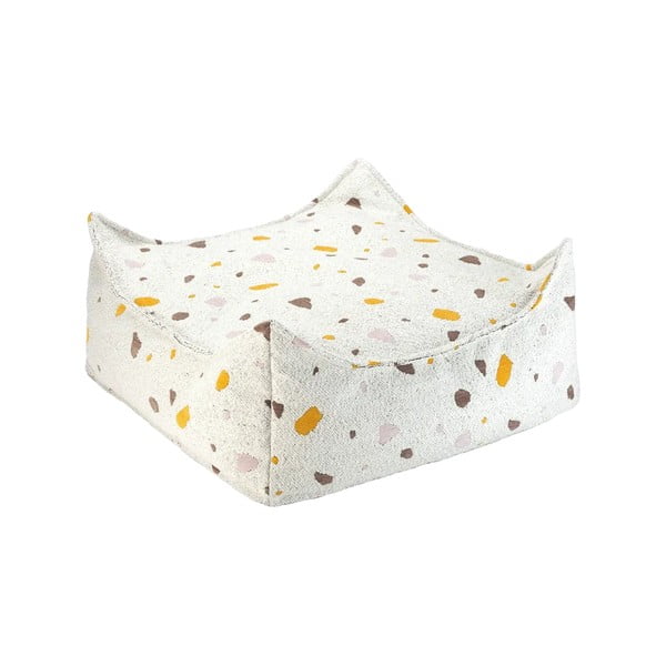 Biely detský sedací vak z textílie buklé/ženilkový Terrazzo Square – Wigiwama