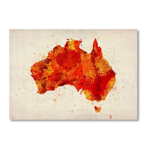 Plagát s červenou mapou Austrálie Americanflat Watercolour, 60  ×   42 cm
