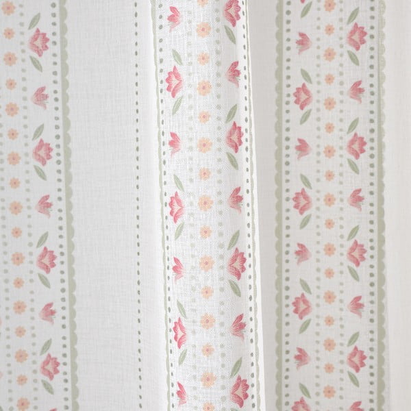 Biela/ružová záclona 140x229 cm Floral Stripe – Catherine Lansfield-image-1