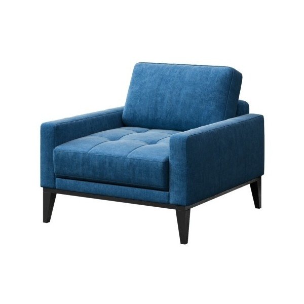 Modré kreslo s drevenými nohami MESONICA Musso Tufted-image-2