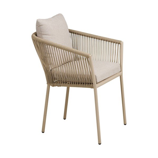 Béžová kovová/polstrovaná záhradná stolička Salerno – House Nordic-image-3
