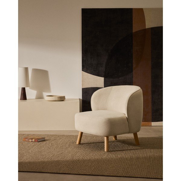 Krémové ženilkové kreslo Ulit – Kave Home-image-1