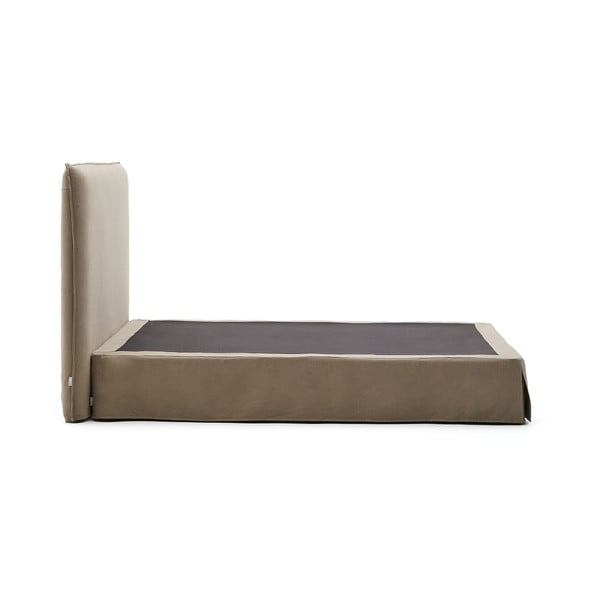 Taupe čalúnená dvojlôžková posteľ 160x200 cm Jaira – Kave Home-image-4