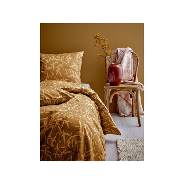 Žlté obliečky na jednolôžko z bavlneného saténu Södahl Breeze Golden, 140 x 200 cm-image-1