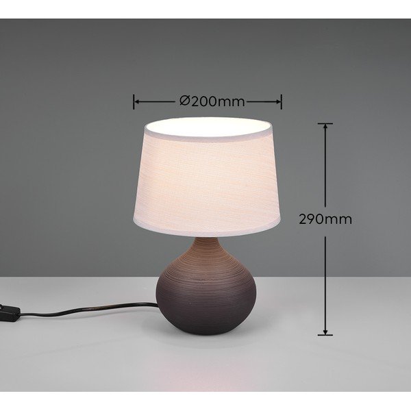 Tmavohnedá stolová lampa z keramiky a tkaniny Reality Martin, výška 29 cm-image-3