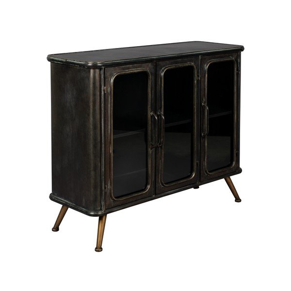 Čierna kovová vitrína 100x80x37 cm Denza – Dutchbone-image-2