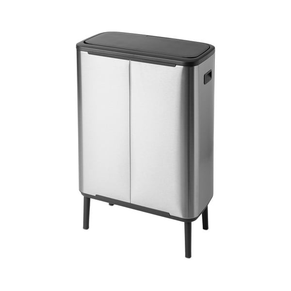 Dotykový oceľový odpadkový kôš na triedený odpad v matne striebornej farbe 60 l Bo Touch Bin Hi – Brabantia-image-2