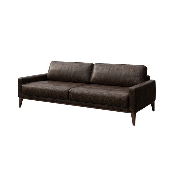 Tmavohnedá kožená pohovka MESONICA Musso Tufted, 210 cm-image-2