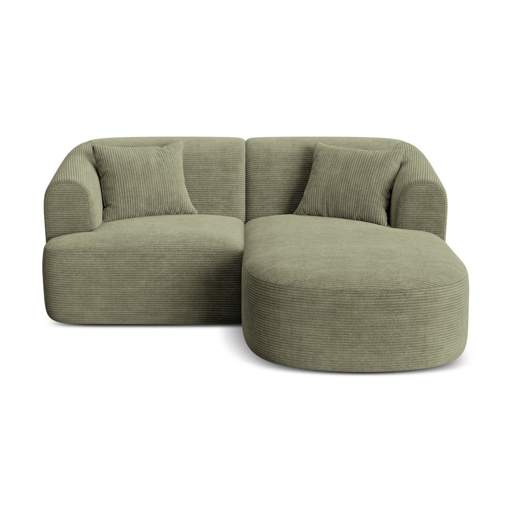 Zelená menčestrová rohová pohovka (pravý roh/s leňoškou) Campi – Cosmopolitan Design