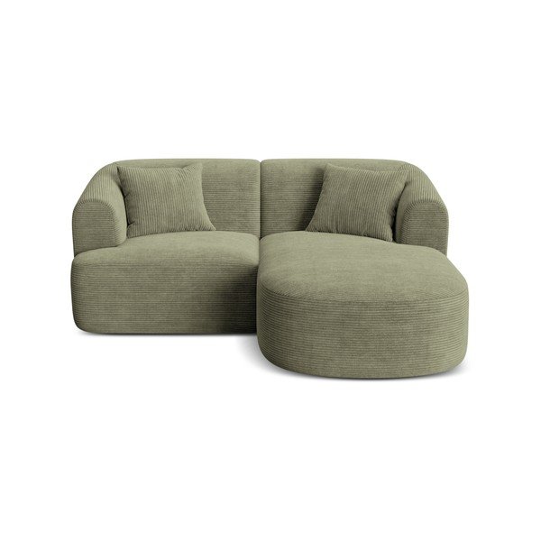 Zelená menčestrová rohová pohovka (pravý roh/s leňoškou) Campi – Cosmopolitan Design