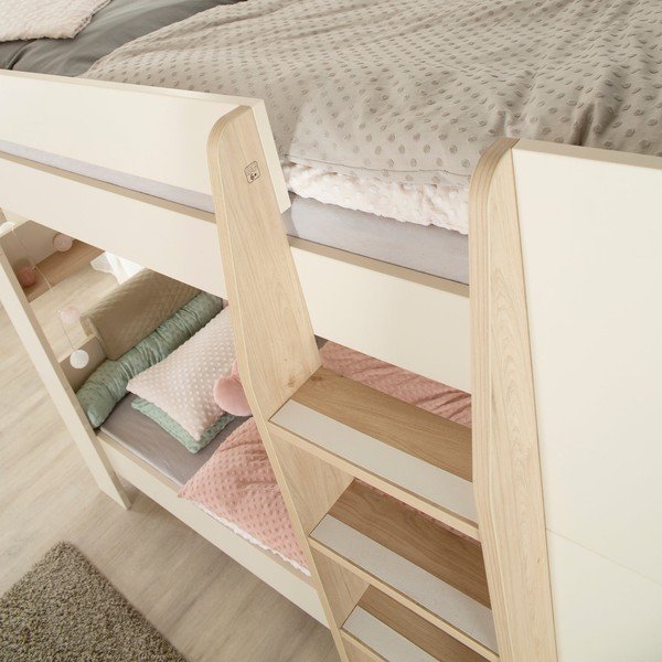 Béžová poschodová detská posteľ bez roštu 90x200 cm Double – Roba-image-2