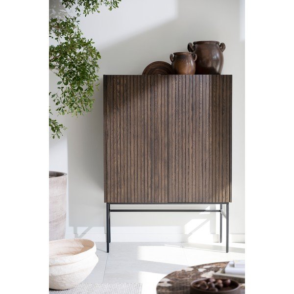 Hnedá skrinka v dekore duba 100x140 cm Halifax – Rowico-image-1