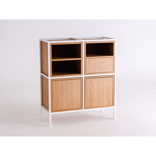 Biela vysoká komoda v dekore duba 88x102 cm Skap - CustomForm-image-2