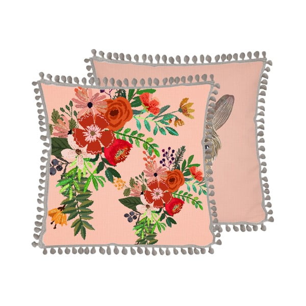 Ružový vankúš s prímesou ľanu Little Nice Things Lama, 45 x 45 cm-image-1