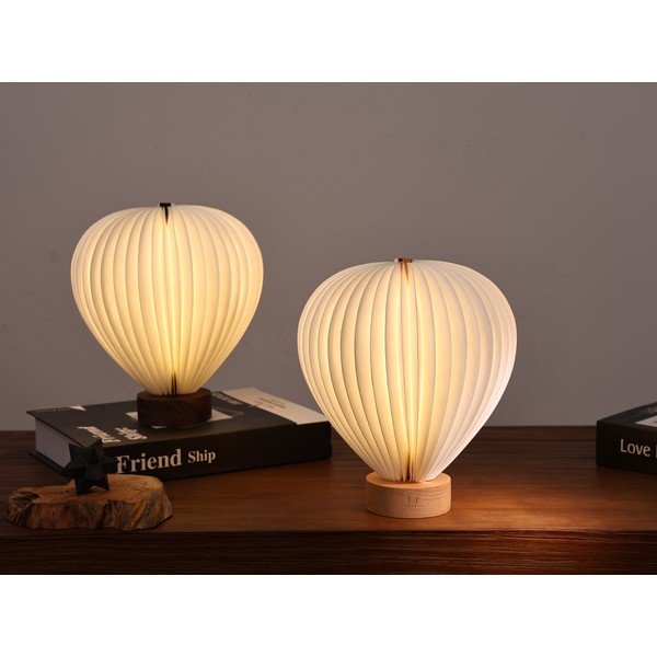 Biela LED stolová lampa so stmievačom s papierovým tienidlom (výška  20 cm) Aeris – Gingko-image-2