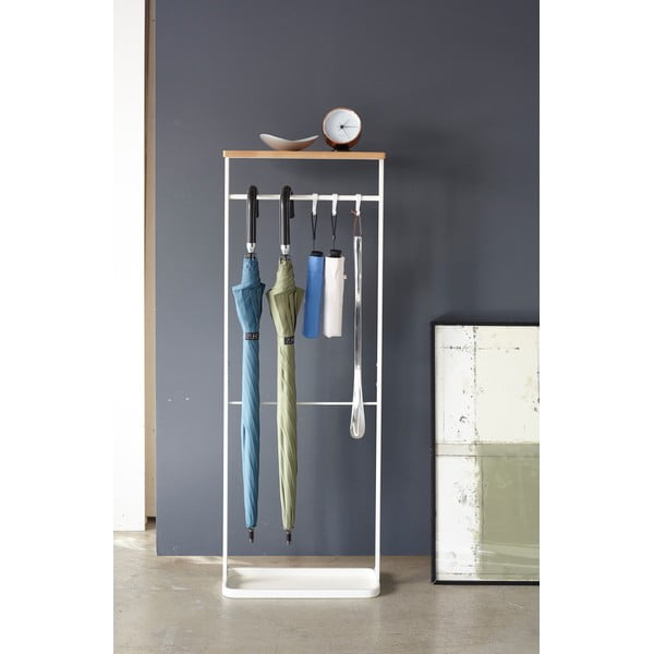 Biely stojan na dáždniky s drevenou policou Yamazaki Tower-image-3