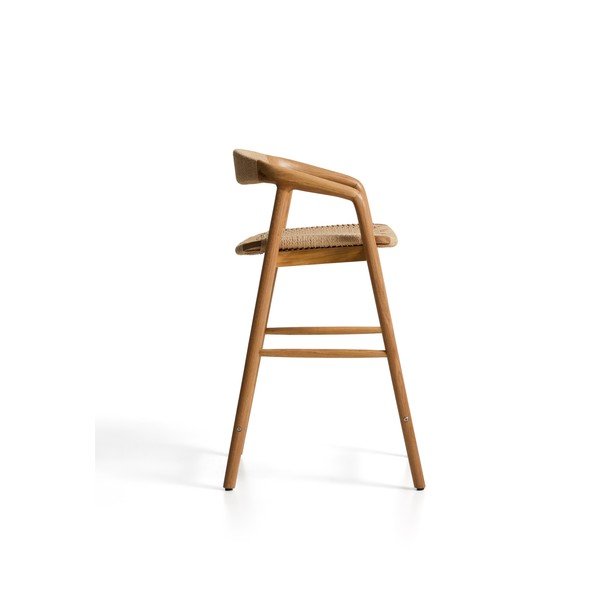 Barová stolička s podrúčkami z dubového dreva v prírodnej farbe (výška sedadla 65 cm) Derile – Kave Home-image-4
