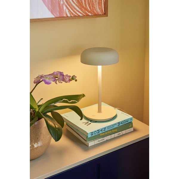 Krémová LED stmievateľná stolová lampa (výška 37 cm) Velo – Hübsch-image-2