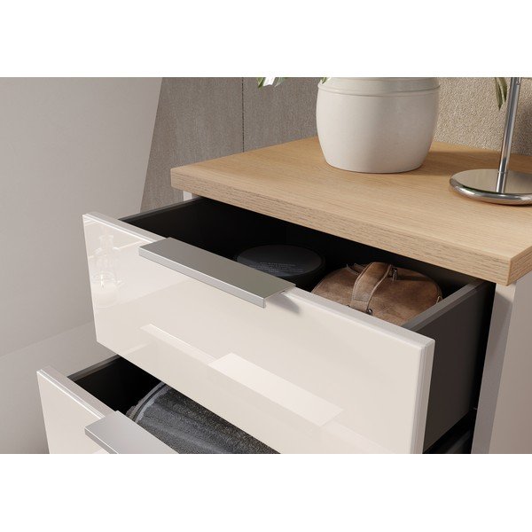 Krémovobiela lesklá vysoká/úzka kúpeľňová skrinka 39x112 cm Tavira – Germania-image-4