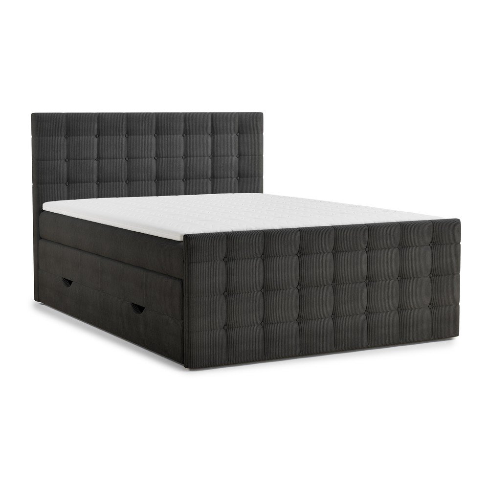 Antracitová boxspring posteľ s úložným priestorom 160x200 cm Tasca – Maison de Rêve