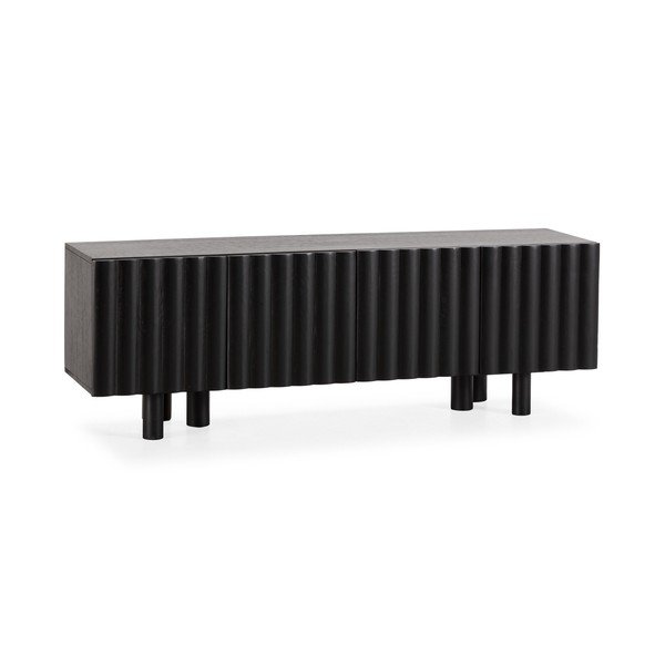 Čierny TV stolík z mangového dreva 160x55x40 cm Tamira – MOME