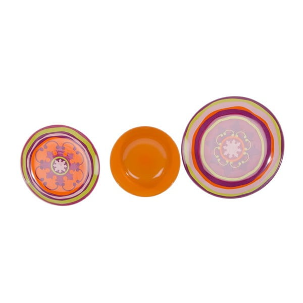 Sada 18 ks keramických tanierov Zafaf Orange