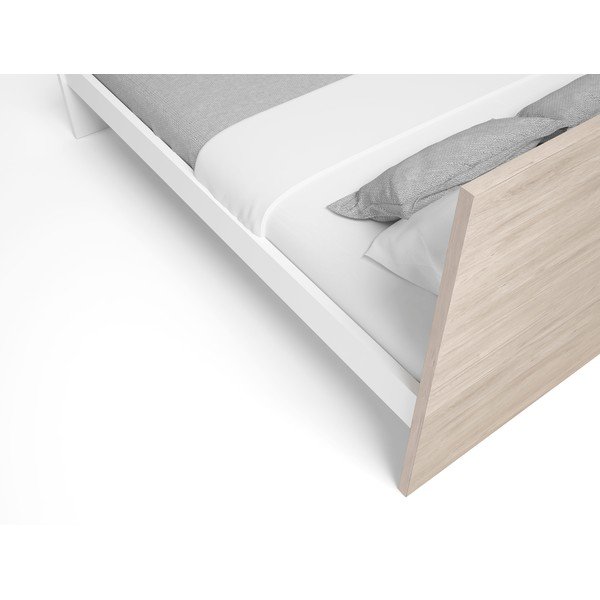 Biela/prírodná dvojlôžková posteľ v dekore duba 140x190 cm Sahara - Marckeric-image-4