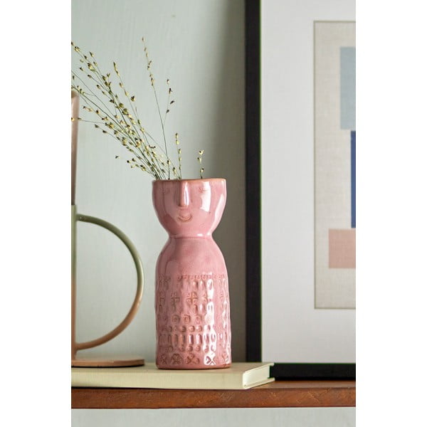 Ružová ručne vyrobená váza z kameniny (výška 14,5 cm) Embla – Bloomingville-image-1