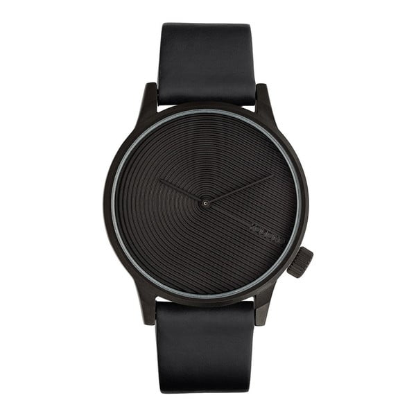 Pánske čierne hodinky s koženým remienkom Komono Deco