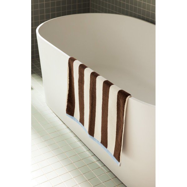 Hnedá/krémovobiela textilná kúpeľňová predložka 50x80 cm Gobo – noo.ma-image-1