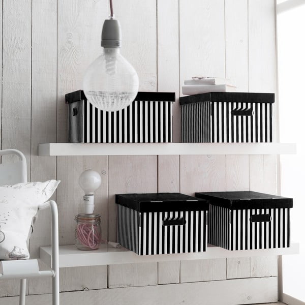 Kartónové úložné boxy v súprave 2 ks s vekom Stripes – Compactor-image-1