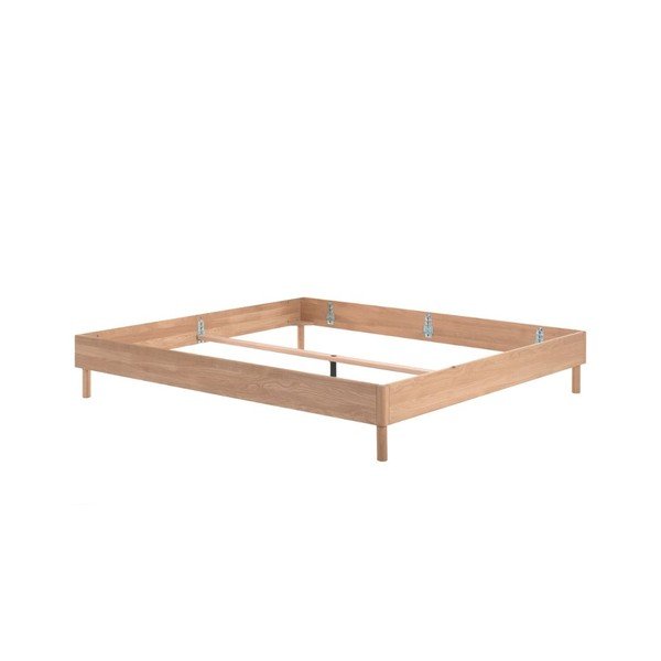 Dvojlôžková posteľ z dubového dreva bez čela bez roštu 180x200 cm v prírodnej farbe Forrest – Vipack-image-2