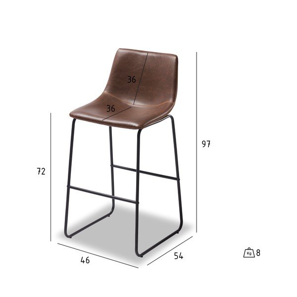 Sada 2 barových tmavohnedých stoličiek Furnhouse Indiana-image-1