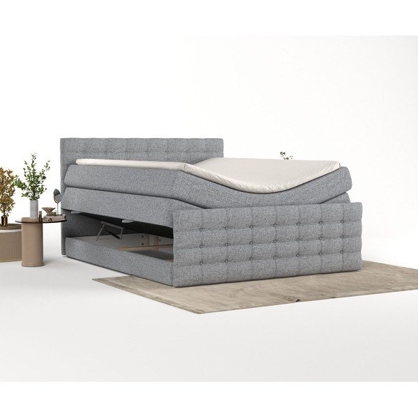 Sivá boxspring posteľ s úložným priestorom 180x200 cm Blend – Maison de Rêve-image-4