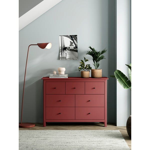 Červená nízka komoda z borovicového dreva 110x80 cm Misti – Marckeric-image-1