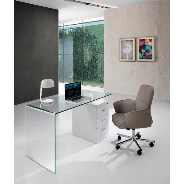 Pracovný stôl so sklenenou doskou 65x125 cm Bow – Tomasucci-image-4