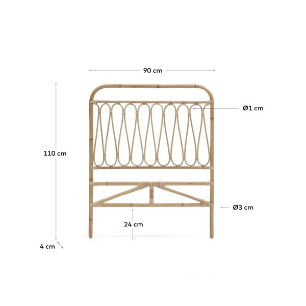 Ratanové čelo postele v prírodnej farbe 90x110 cm Caterina - Kave Home-image-3
