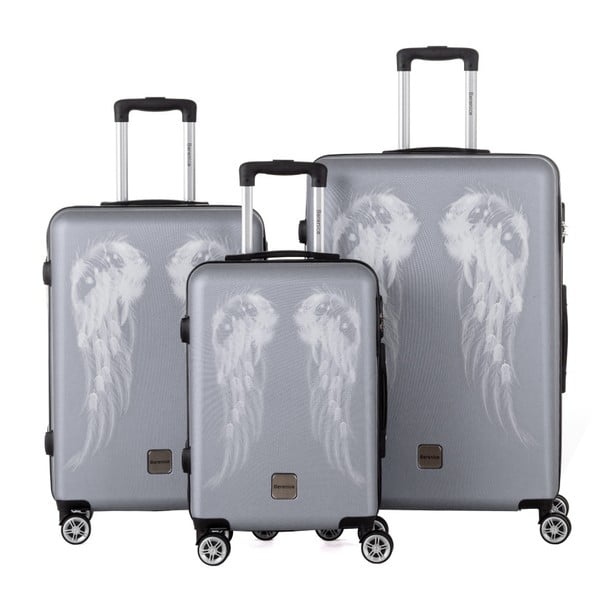 Sada 3 sivých cestovných kufrov Berenice Wings
