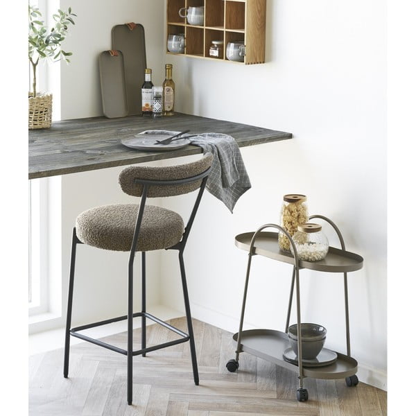 Hnedá čalúnená barová stolička (výška sedadla 65 cm) Badalona – House Nordic-image-1