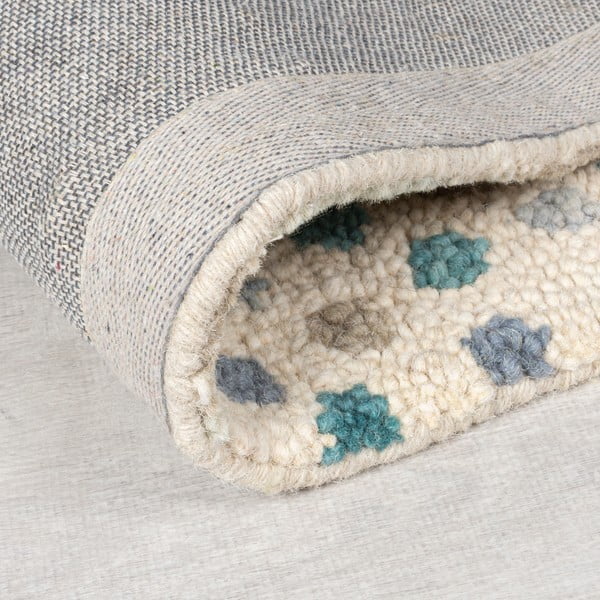 Modrý/béžový ručne tkaný vlnený koberec 120x170 cm Eloise Patchwork – Flair Rugs-image-3